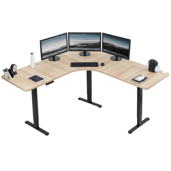 VIvo Height Adjustable LShape Standing Desk Wayfair